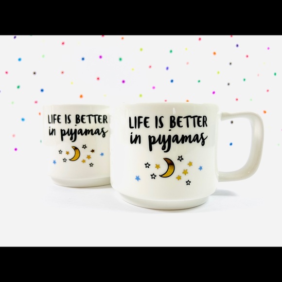 Indigo ~ “Life Is Better in pyjamas” ~ Set of 2 Mugs - Picture 4 of 8